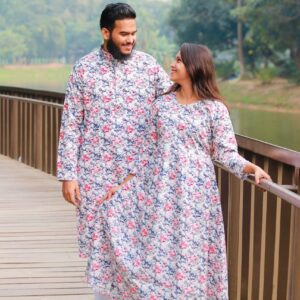 Panjabi and Gown Couple Dress