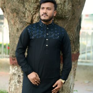 stylish quality black colore panjabi 2025
