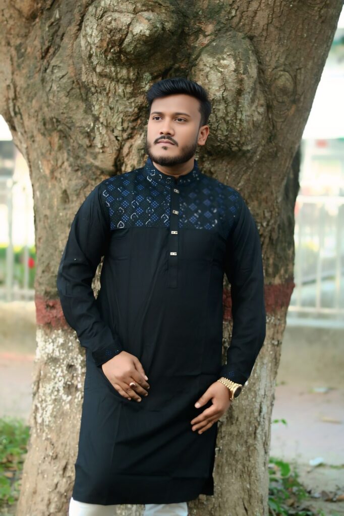 stylish quality black colore panjabi 2025